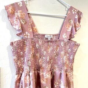 Love + Joy Pink Floral Top Smocked Cocquette Cottagecore Fairy Feminine Size 1X